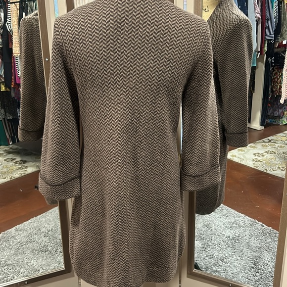 Soft Surroundings Womens Wool Blend Duster Chevron Long Cardigan Coat Size Small - Picture 6 of 7